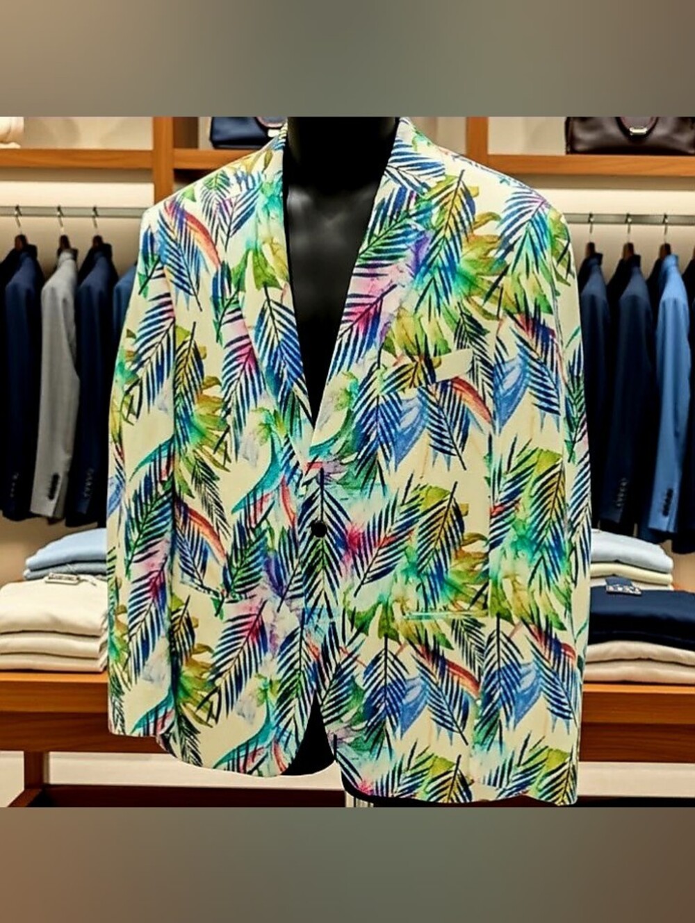 TALLIA Multicolor Leaf Print Blazer, L